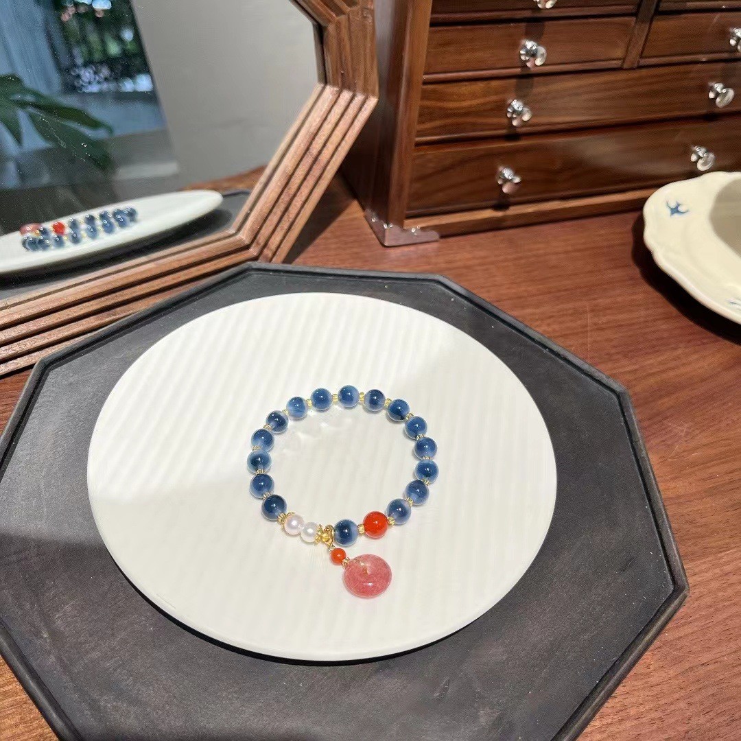 Circles Paired With Black Agate Bracelet, High-End And Niche Design, Unique Agate Lava Hematite Beaded Bracelets Fashion Jewelry Birthday Gift