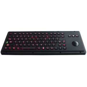 IP65 black vandalproof Industrial Keyboard With Trackball and function keys