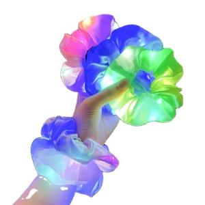 China Durable Brown Stretchy Hair Ties Pack Ring Girls LED Luminous Satin Colorful Party 11cm factory