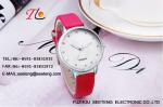 Simple clean design wrist watch with pu leather strap and groove dial for ladies