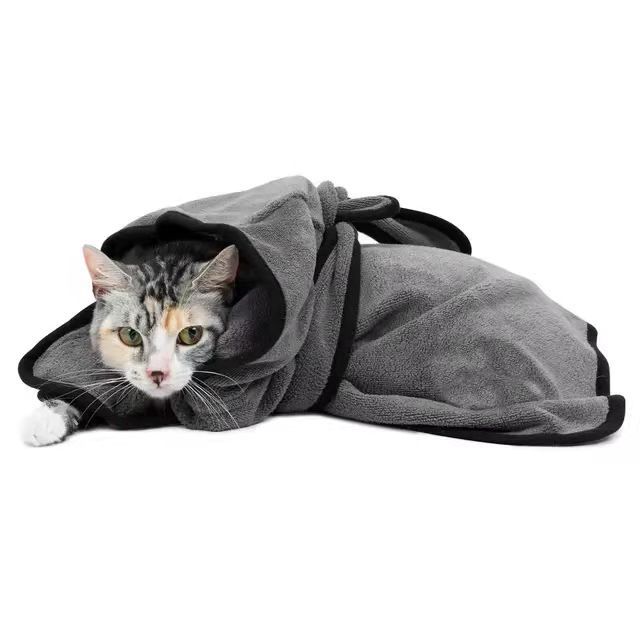 Coffee Super Absorbent Pet Bathrobe Quick Dry Microfibre Dog Robe All Season