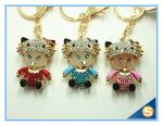 Three Color Custom Rhinestone Metal Fashion Cute Key Chains For Girl Friend's