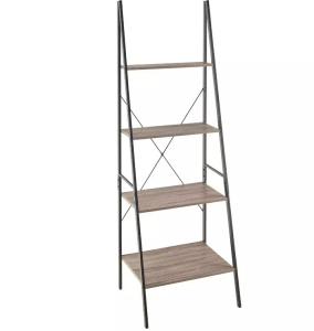 China 4 Tier Metal And Wood Book Shelves Wooden Ladder Bookshelf Storage Rack factory