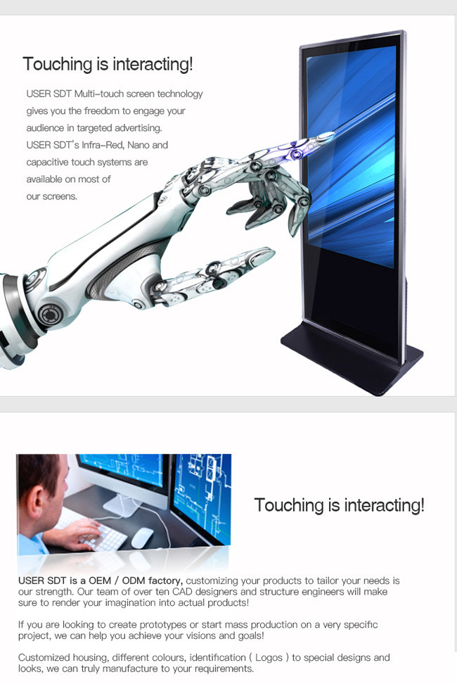OEM 32'' Digital Signage Display Android Freestanding Digital Poster