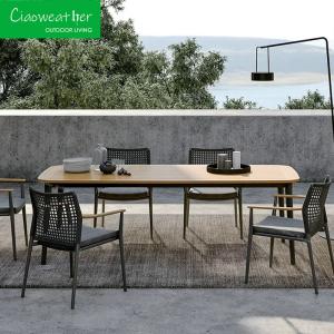 China Modern Outdoor Garden Patio Restaurant Dining Tables and Chairs Aluminum Dining Set with PE Rattan Set factory