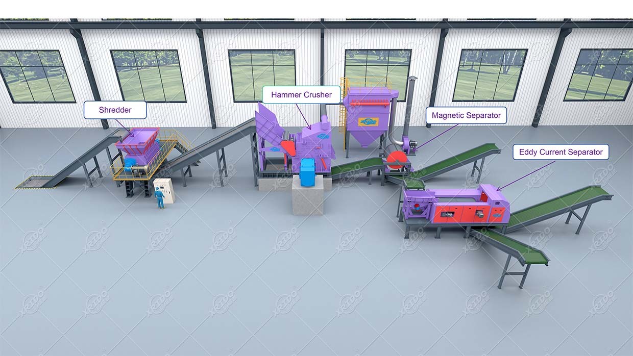 Scrap Cans Scrap Copper Aluminum Radiator Shredder Crusher Machine Aluminum Recycling Machine