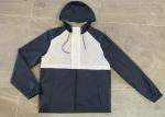 Hooded Cagoules Mens Polyester Bomber Jacket Navy White Block Soft Shell Fabric