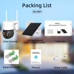 3MP 6W 4G PTZ Camera Built In Battery Siren IP65 4G Solar Security Camera
