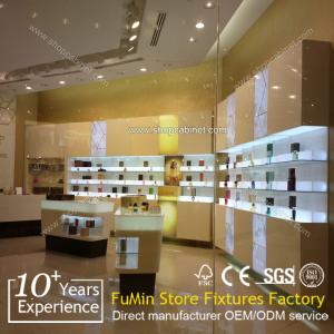 China customized luxury cosmetic showcase display cabinet factory