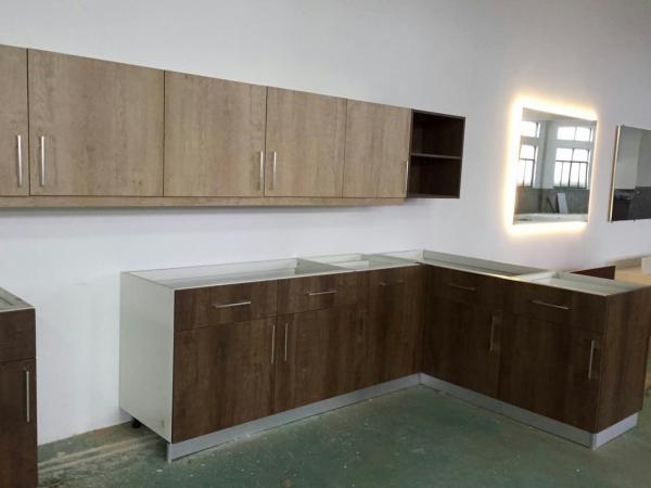 Wood grain MFC kitchen cabinet,Modern kitchen furniture,Kitchen design,L-shape