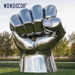 Customized outdoor park large fist power stainless steel sculpture