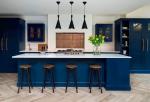 50mm High Gloss Kitchen Island Storage Cabinets Blue And White Carcase
