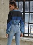Contrast Sleeves Cotton Zip Through Youth 12oz Womens Short Jean Jacket