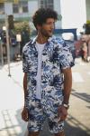100% Linen Custom Hawaiian Shirts Blue Coolness Tropical Button Up Shirt