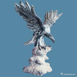 China Black And White Marble Stone Carving Sculpture Eagle Statue Animal Figurines factory