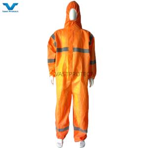 China 50GSM Customized Orange Disposable Protective Coveralls With CE Type4/5/6 Certificate factory