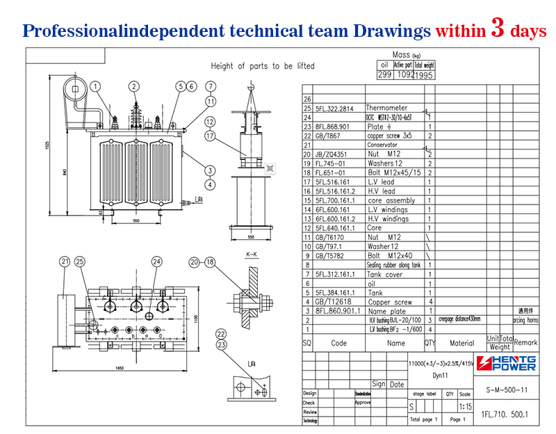 35kV 2000kVA Oil Immersed Three-Phase Power Transformer