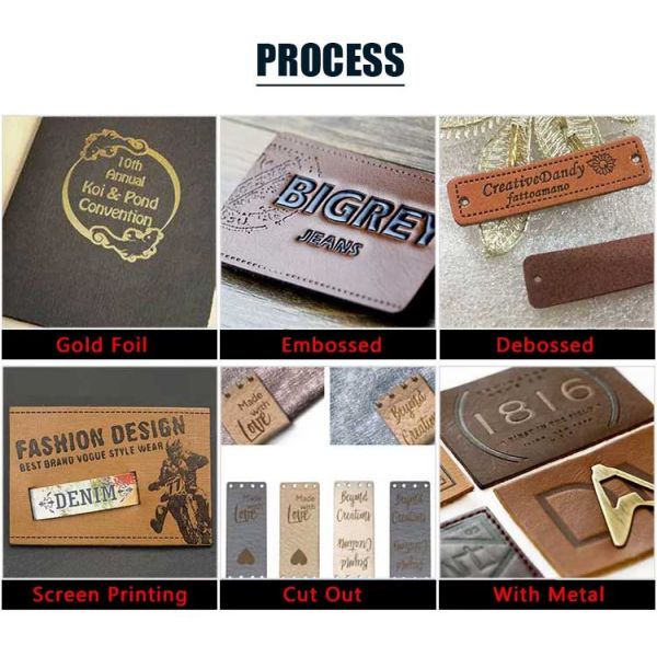 Customized Shape Leather Printing-Letter Label PU Leather Patches for Jeans Jacket Hats