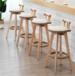 Solid Wood Frame Modern Nordic Bar Chair Stools with High Density Sponge and