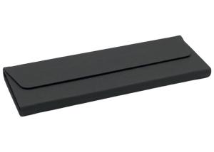 China Black Leather Metal Fold Flat Glasses Case Custom Logo factory