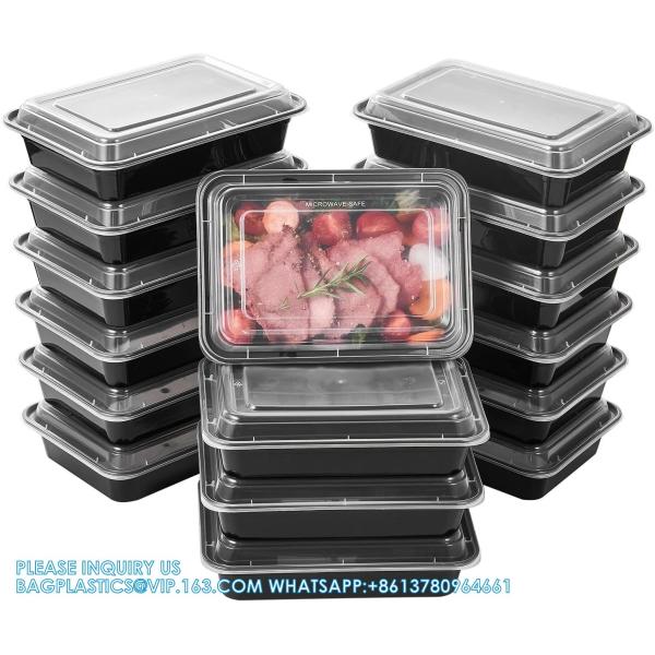 China 28 Oz 1 Compartment Black Rectangular Reusable To Go Lunch Prepping Boxes BPA-Free Microwavable Freezer Dishwasher factory