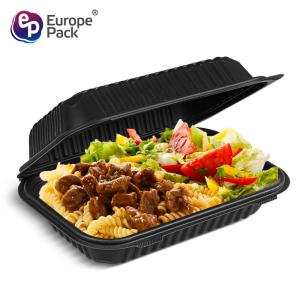 China Eco-friendly food grade cornstarch plastic black biodegradable microwave food container factory
