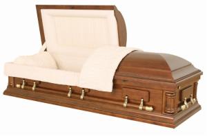 China High Gloss Wood Caskets / Poplar Casket American Design With Velvet Interior factory