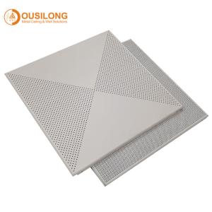 China Commercial Aluminum Hollow Perforated Ceiling Tiles Aluminium Suspended False Clip In Panel for Sound Absorbing factory