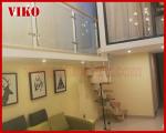 Steel Cable Stair VK90SC WoodenHandrail Treed American Oak Carbon Powder-coate
