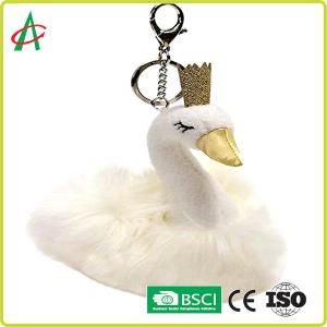 China CPSIA Stuffed Swan Princess Flash Key Chain For Girls factory