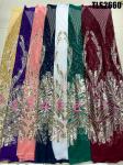 Fancy Sequin Embroidery Mesh French African Lace Fabric for Formal Dress Abaya