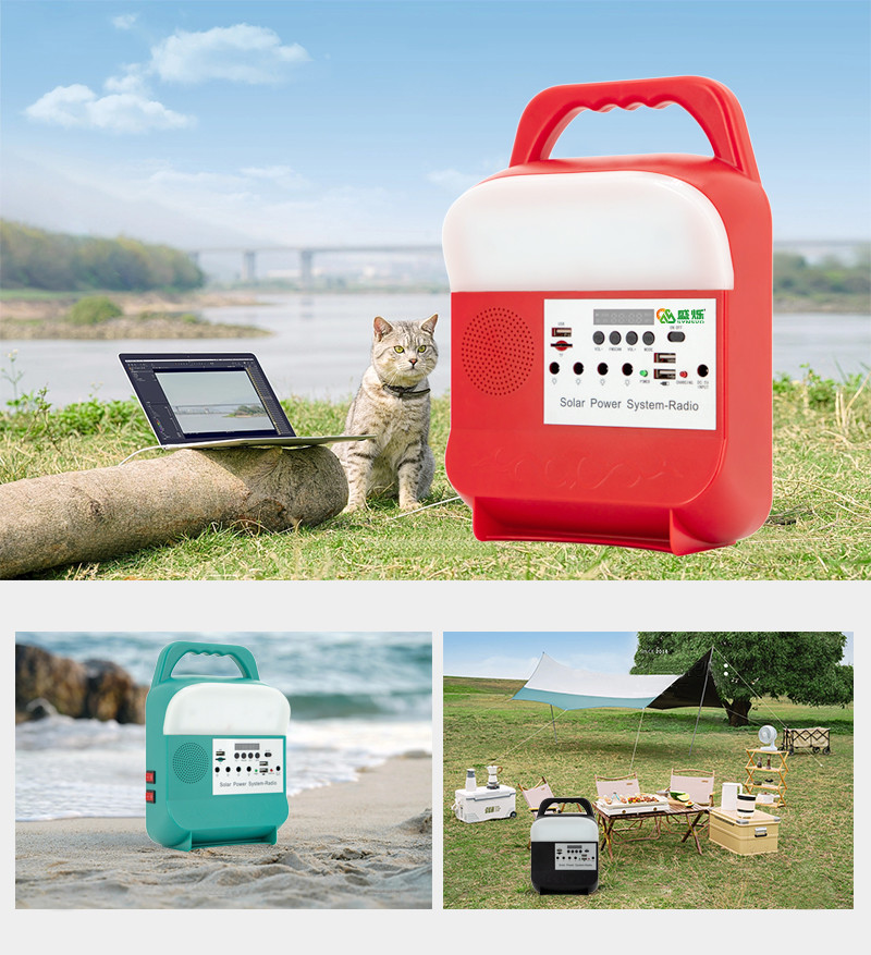Portable Solar Panel Kit Charging Lighting System With Lithium Battery For Camping