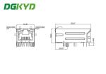 5Gbit / s RJ45 magnetics jack ethernet industrial connector 33MM GY / GY