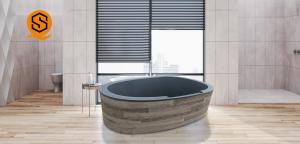 China Oval Freestanding Artificial Stone Bathtub Acrylic Seamless Joint 170CM factory