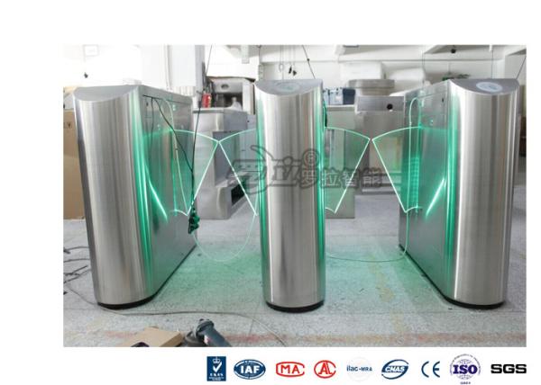 Underground Entrance Flap Barrier Gate Optical Turnstile ESD System DC 24V Brush