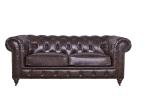 Compact Vintage Reddish Brown Leather 2 Seater Settee Multi Size With Leather