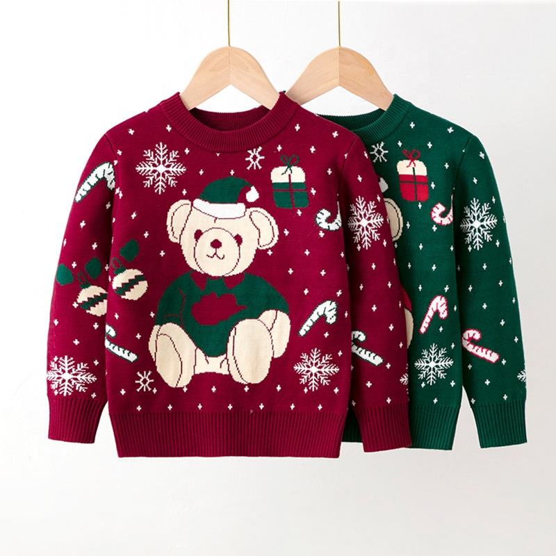 Christmas Cold Season Baby Knitted Sweaters Pullover Children Jumper Warm Knit Kids Sweater Winter Clothing