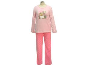 China Oversized Crew Neck Ladies Pajama Sets 100 Polyester Pajamas Plain Dyed Technics factory