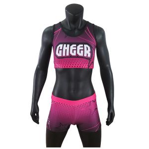 China Custom Sublimation Girls Cheer Dance Clothes Crop And Shorts Pink Color factory