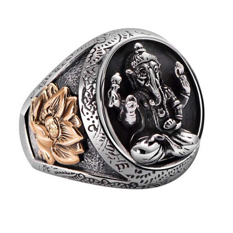 Thai 925 Silver Gold Tone Retro Womens Mens Buddhist Fashion Jewelry(036389W)