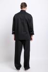 240 GSM Polyester 65% Cotton 35% Long Sleeve Feed Off Arm Black Chef Coat