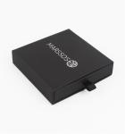 Black Rigid Jewelry Cardboard Box Sliver Hot Stamping With Paper Drawer