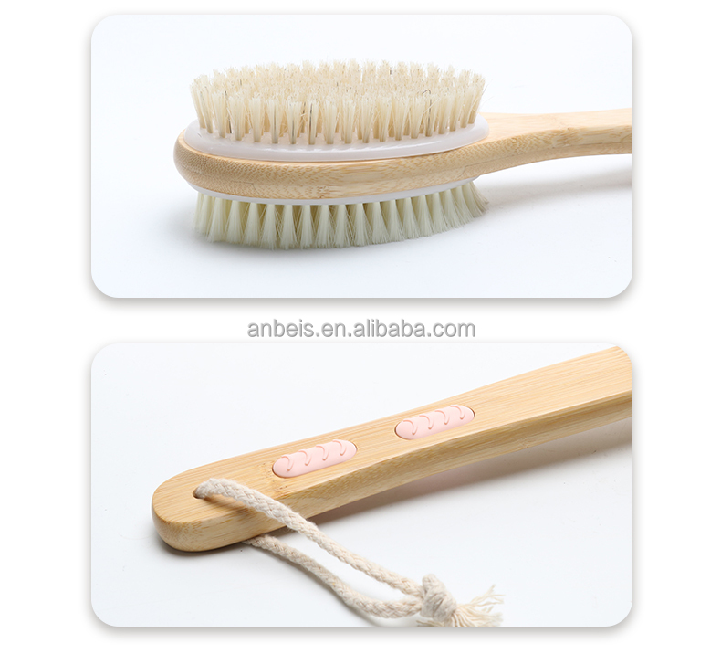 Abeis Sisal Vegan Fiber Boar Bristle Dry Brushing Bath Brush for Exfoliation and Massage