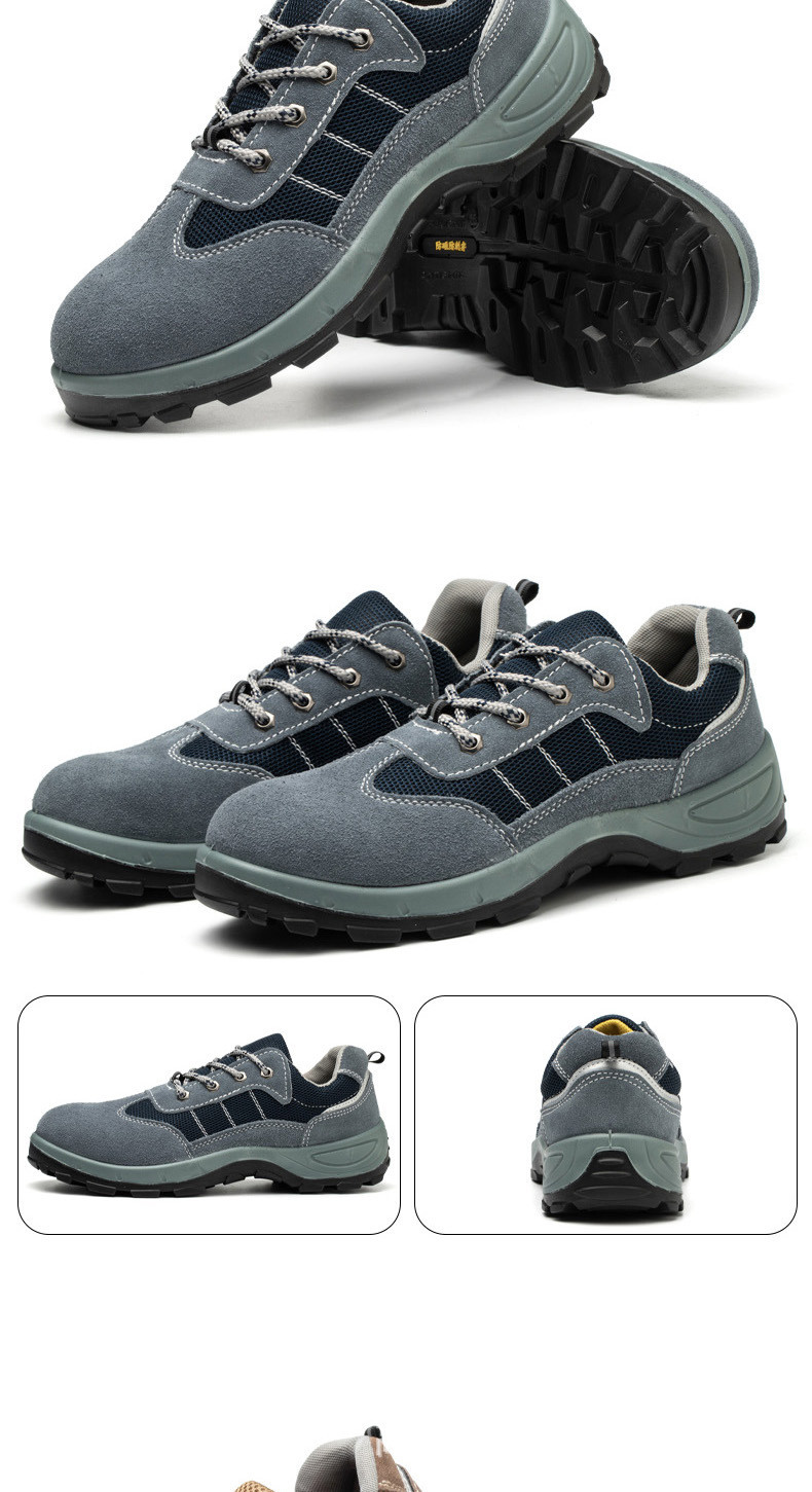 Microfiber Pu Injection Kevlar Industrial Safety Shoes Steel Toe Anti Smashing Work