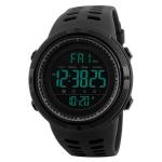 Mens PU Led Waterproof Digital Watch 49mm Led Stainless Steel Back