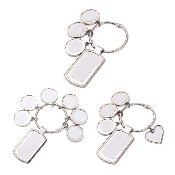 Custom Promotional Gift Keychain Blank Design Sublimation Charms Set Keychains With 3 Tags