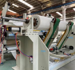 China 4blades Jumbo Reel Winding Machine , CE ISO Roll Slitter Rewinder factory