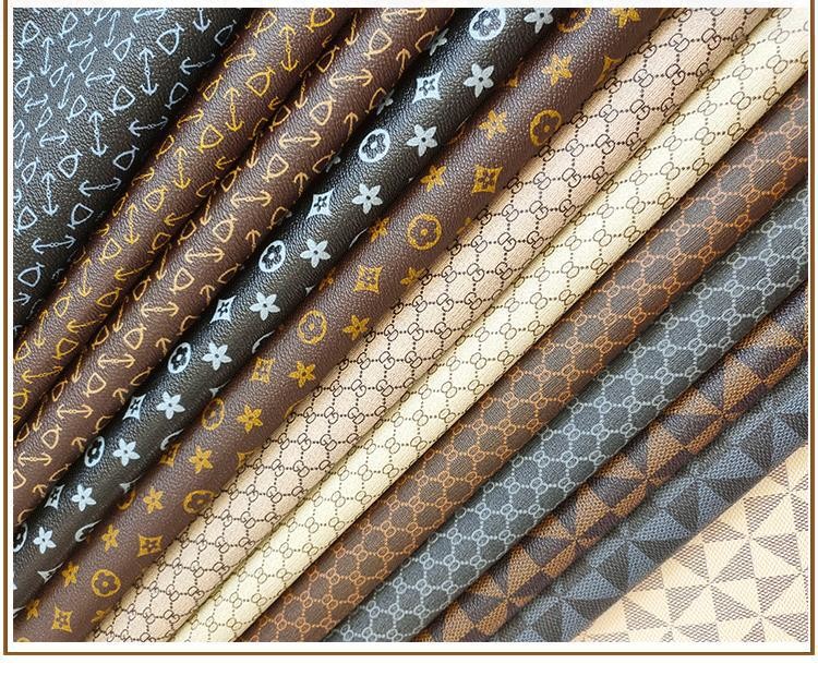 Vintage Letter Printed PVC Leather For Bags Soft Brush Bottom Eco Friendly