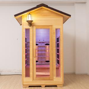 China Solid Wooden 2 Person Outdoor Infrared Dry Sauna With Waterproof Shingles factory