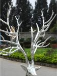 Hotel Decor Deer Stainless Steel Mirror Sculpture Garden Scenic Courtyard Park
